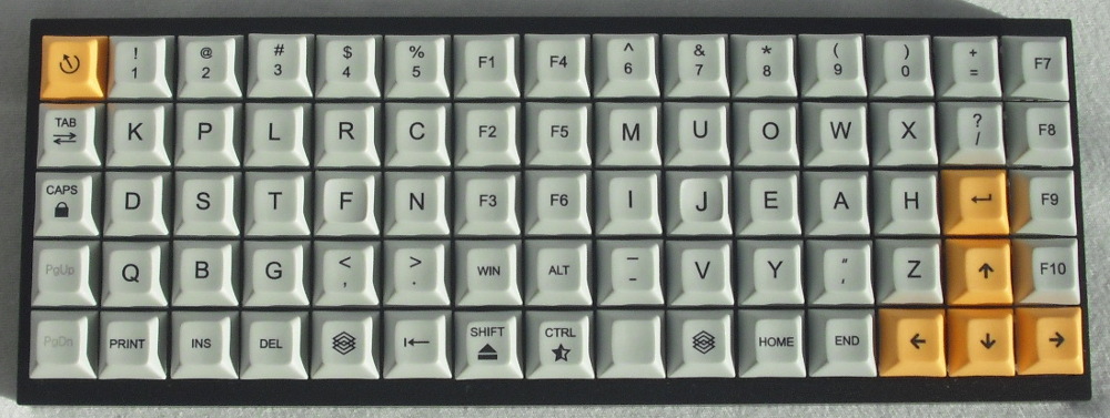 Ortholinear keyboard with Orthocarpus layout